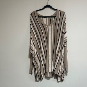 RXB Tan and Black Striped Women's Poncho